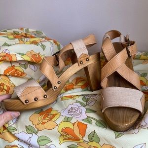 Sanita Danish Poland Clogs Leather And Wood Heeled Sandals